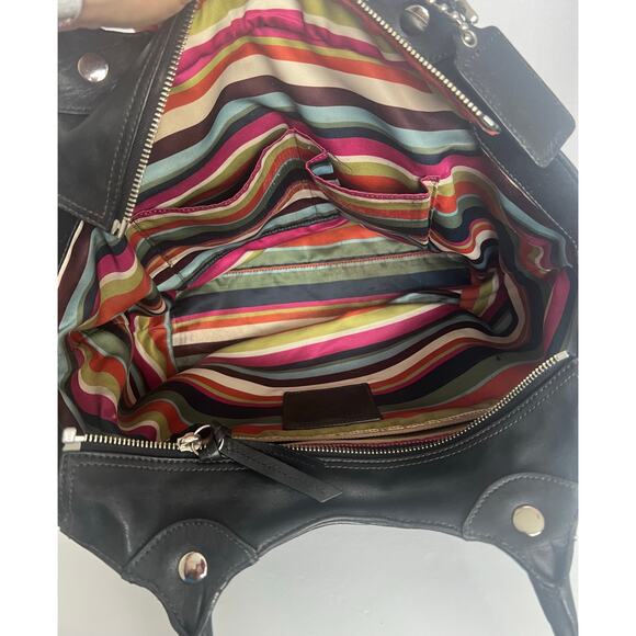 Coach Black Leather Bleecker Legacy Zip Closure Shoulder Handbag Tote Purse - Picture 9 of 11